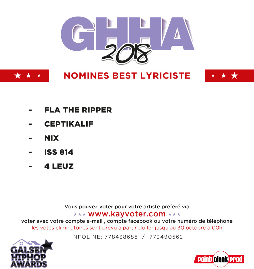 Liste Final Nominés GHHA 2018